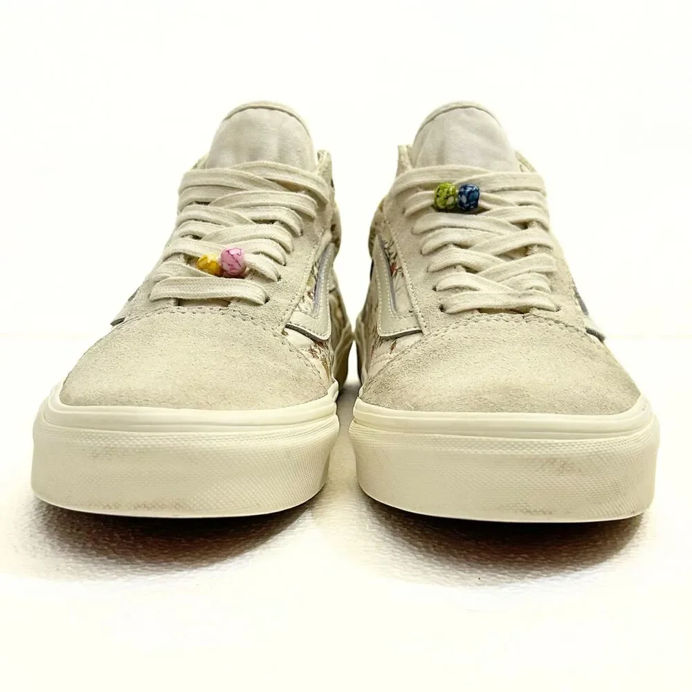 Vans Old Skool Floral Rose Cream Suede Sneakers Men 8.5 / Women 10 EU 41